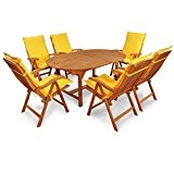 indoba® IND-70010-SFSE7 + IND-70442-AUHL - Serie Sun Flair - Gartenmöbel Set 13-teilig aus Holz FSC zertifiziert - 6 klappbare Gartenstühle ...