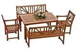 indoba® IND-70027-LOSE5 - Serie Lotus - Gartenmöbel Set 5-teilig aus Holz FSC zertifiziert - 2 Gartenstühle + 2 Gartenbänke + ...