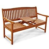 indoba® IND-70032-GB3TI - Serie Sun Flair - Gartenbank 3-Sitzer aus Holz FSC zertifiziert - mit ausklappbarem Tisch in der Mitte