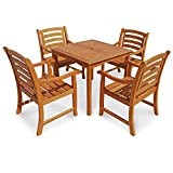 indoba® IND-70286-MOSE5Q - Serie Montana - Gartenmöbel Set 5-teilig aus Holz FSC zertifiziert - 4 Gartenstühle + ein quadratischen Tisch ...