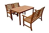 indoba® IND-70288-MOSE4GB2 - Serie Montana - Gartenmöbel Set 4-teilig aus Holz FSC zertifiziert - 2 Gartenstühle + Gartenbank 2-Sitzer + ...