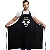 Inhoma Grillschürze bedruckt: "Grill König" in Schwarz | 100% Baumwolle | Barbecue-Schürze mit praktischen Taschen & verstellbarem Nackenband | extra ...