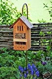 Insektenhaus dunkelbraun Teak Look mit Schmetterlingshaus braun Insektenhotel mit Metallstiel / Schäferstab 1,25 m Höhe robust, BD-MMS als Ergänzung zum ...