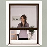 Insektenschutz Fenster Rollo 100 x 160 cm braun Alu-Bausatz Klemmrollo + Fiberglasgewebe, kürzbar, ohne Bohren, stufenlos arretierbar