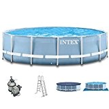 Intex 366x91 Schwimmbecken mit Sandfilter, Sicherheitsleiter,Abdeckplane,Unterlegeplane und Anschlussset für Pool Schwimmbad Frame Metal Stahlwand