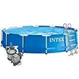 Intex 457x122 Komplettset mit Intex Sandfilteranlage 4m³, Intex Sicherheitsleiter, Intex Anschlusset, Solarfolie Swimming Pool Schwimmbad Frame Metal Stahlwand