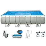 Intex Pool 549x274x132 cm Schwimmbad Stahlwand Metallrahmen mit Intex Sandfilter 10.500 l/h, Leiter, Solarfolie