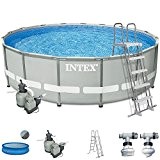 Intex Premium-Pool Komplettset 488x122 cm mit Sandfilter, Sicherheitsleiter und Solarfolie Schwimmbad Stahlwand Metallrahmen