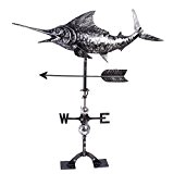 iorman Original Handgefertigt 3D Swordfish Wetterfahne Richtungen Symbol für Farmhouse Barn Rustikal Outdoor