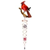 Iron Stop Windspirale Designer Windspiel Kardinalvogel mit Kristallkugel in Drahtspirale, 40 cm, Kupferrot