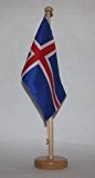 Island Tischflagge 15x25 cm in Profiqualität, mit 42 cm Massivholz - Tischständer