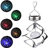 iwish Romantic Solar Power Colorful 7 Colors Changing Wind Chime Rotating LED Hanging Light by iwish