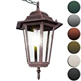 Jago Antike Außenleuchte Deckenlampe Gartenbeleuchtung Laterne inkl. Kette mit ca. 74 cm hoch aus Aluminium E27, 60W - Farbwahl