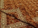 Jahrgang -Dupatta-lange Stola-Krepp-Silk orange Schal-Blumendruck-Kunst Hijab