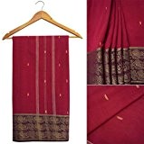 Jahrgang Saree 100% reine Baumwolle gesponnenes rotes Fertigkeit-Gewebe-ethnischer indischer Sari 5 Yard