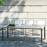 Jan Kurtz Lux Base Gartentisch, weiß Gestell Edelstahl 3 Tischplatten aus Keramik LxBxH 209x90x72cm