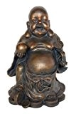 Jänig 10825 Happy Buddha, stehend hält Kugel in der Hand, Höhe 30 cm, bronzefarben