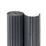 JAROLIFT Premium PVC Sichtschutzmatte / Sichtschutzzaun 100 x 300cm inkl. Abdeckprofile, grau