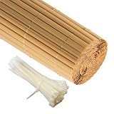 JAROLIFT PVC Sichtschutzzaun, Sichtschutz-Matte 100 x 600cm (2x 3m Länge), bambus inkl. 100 Kabelbinder, transparent