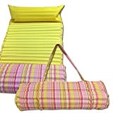 JEMIDI gepolsterte Strandmatte und Schwimmbadmatte 60cm x 180cm Gelb/Rosa mit Kissen