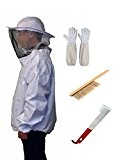 JOYOOO Professional Beekeeping Bee Tool Set Include Keeping Suit Jacket/Gloves/ Bee Hive Brush/J Hook