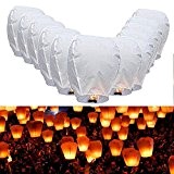 JPSOR 14 Stücke Weiße Himmelslaterne Chinesische Papier Laterne Fliegende Kerzenlaterne für Weihnachten die Party und Hochzeit
