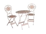 Jungbrunnen, Gartenset Tea for two, ovaler Eisentisch mit 2 Eisenstühlen, alles klappbar, weiß lackiert