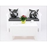 JUSThome Corfu Sofa Couch Gartenmöbel + Tisch in Rattan-Optik Weiß Grau
