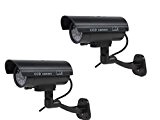 Kabalo 2 x realistische gefälschte blinde Überwachungskamera blinkende rote LED Indoor Outdoor Schwarz [2 x Realistic Fake Dummy CCTV Security ...
