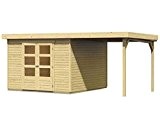 Karibu Gartenhaus Askola 5 mit Schleppdach 2,2 Meter inkl. selbstklebende Aluminiumfolie Außenmaß Haus (B x T): 302 x 246 cm ...