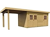Karibu Gartenhaus Mattrup 2-Raum-Haus natur 28 mm im Set mit Schleppdach Außenmaß (B x T): 424 x 274 cm Dachstand ...