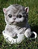 Katze in Tasse 15 cm Figur Garten Tier Gartenfigur Kater