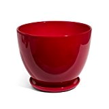 Keramik Blumentopf Übertopf handbemalt D 205 mm rot inkl. Untersetzer