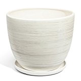 Keramik Blumentopf Übertopf Keramik weiss Ø 190 mm Schale weiss Pflanzschale inkl. Untersetzer Keramikschüssel