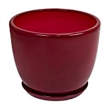 Keramik Keramiktopf Blumentopf Topf mit Untersetzer Übertopf D 305 mm rot