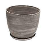 Keramik Keramiktopf Blumentopf Topf Übertopf D 250 mm Schale grau rund