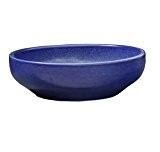 Keramik Pflanzschale Grabschale Deko-Schale rund frostfest Ø 32 x 8 cm, Farbe effekt blau, Form 039.L32.64 Schale mit Bodenloch - ...