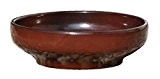 Keramik Pflanzschale Grabschale Deko-Schale rund frostfest Ø 32 x 8 cm, Farbe Effekt braun, Form 039.L32.01 Schale mit Bodenloch - ...