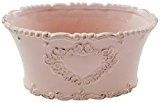 Keramik Schale oval mit Herz pink glasiert oval 15,5cm x 9,5cm x 8cm Vintage Shabby Chic Landhausdeko Übertopf Pflanzschale