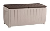 Keter 6007N Novel Storage Box, Auflagen und Universalbox mit Sitzgelegenheit, 340 Liter, beige / braun
