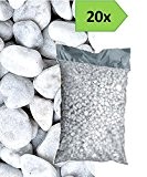 Kieselsteine Von Marmor Carrara weiß - 20 Beutel von 25 kg - Pebbles Steine Garten 25/40