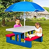 Kindersitzgruppe inkl. Sonnenschirm - Kinder Sitzgruppe 2 Bänke + Tisch