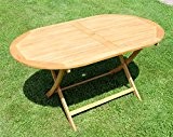 klappbarer Gartentisch Holztisch Tisch oval 150x90cm BARBADOS aus Eukalyptus wie Teak von AS-S