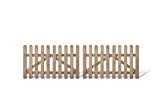 Klassische Vorgartenzaun Holzzäune Zauntor im Maß 300 x 80 cm mit zwei Flügeln aus Kiefer/Fichte Holz, druckimprägniert und genagelt "Lattenzaun"