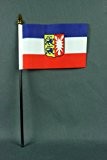 Kleine Tischflagge Schleswig Holstein 15x10 cm mit 30 cm Mast aus PVC-Rohr, ohne Ständerfuß