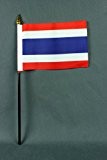 Kleine Tischflagge Thailand 15x10 cm mit 30 cm Mast aus PVC-Rohr, ohne Ständerfuß