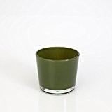 Kleines Windlicht / Glasvase ALENA, dunkelgrün, 8,5cm, Ø10cm - Tischlicht / Konische Vase