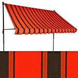 Klemm-Markise 3 x 1,5 m orangerot-schwarz (Profilfarbe: Anthrazit) Balkonmarkise Spannmarkise Sonnenschutz Klemmmarkise