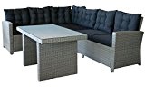 KMH®, 2-teilige graue Gartensitzgruppe Lounge Esstisch Sofa (inklusive Auflagen und Kissen) (#106117)