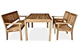 KMH®, 4-teilige Gartensitzgruppe "LEA" mit 150 cm langem Tisch für 5 Personen (ECHT TEAK) (#102215)